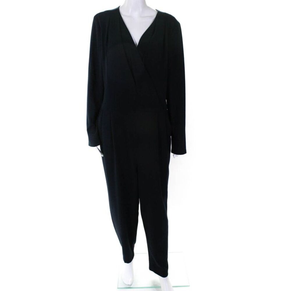 Slate & Willow Womens Navy Amanda V Neck Pleat Jumpsuit Blue Size 16 10596080